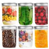 APPEARS NEW - Miuyhji Wide Mouth Mason Jars 16 oz with Lids [6 Pack], Canning Jars with Metal Airtight Lids and Bands, 16 oz Glass Jars for Fermenting, Pickling, Freezing, Preserving, Meal Prep, Jar D