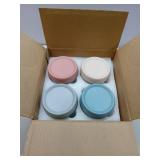 APPEARS NEW - MOLADRI 4 Pack Glass Clear Storage Canister with Airtight Lid, 12oz Overnight Oats Containers, Small Cute Decorative Pantry Jar for Snacks, Yogurt, Cereal, Fruit, Salad, Spice, Sugar, Co