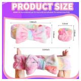 WSYUB Spa Headband and Wrist Bands, Makeup Headband and Wrist Towels for Washing Face, Fuzzy Bow Headbands, Soft Facial Head Bands, Shower Skincare Hair Sleepover Party