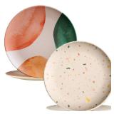 APPEARS NEW - Nook Theory 4 Pack Reusable Bamboo Plates - Non-Toxic Toddler and Kids Plate, Dishwasher Safe, Not Microwavable Dinnerware (Duo 8)
