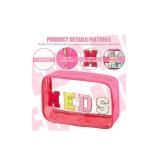 2 Pcs Medicine Chenille Letter Preppy Clear Makeup Meds Bag for Travel - Nylon & PVC Transparent Cosmetic Toiletry Storage for Women Girls - Rose Red