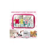 2 Pcs Medicine Chenille Letter Preppy Clear Makeup Meds Bag for Travel - Nylon & PVC Transparent Cosmetic Toiletry Storage for Women Girls - Rose Red