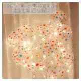 APPEARS NEW - 50 Pieces Polka Dot Balloons, Colorful Balloons, 12 Inch Rainbow Balloons, Clear Latex Balloons with Multicolor Dots for Kids Women Men Birthday Decoration, Party Supplies, Engagement We