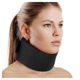 Soft Foam Neck Brace Universal Cervical Collar, Adjustable Support Brace for Sleeping - Relieves Pain and Spine Pressure, Neck Collar After Whiplash or Injury (Black, 3 Depth, M)