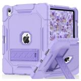 ZoneFoker Case for iPad (A16) 11th/10th Generation 11/10.9 inch 2025/2022, Heavy Duty Military Grade Shockproof Rugged Cover with Pencil Holder/Stand for i Pad 11th / 10 th Gen (Light Purple)