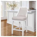 APPEARS NEW - New Ridge Home Goods Ellis Swivel 26 H Counter-Height Bar Stool with Tall Back- Alabaster White