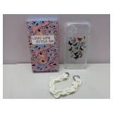 Toycamp for iPhone 16 Plus Case with Strap for Women - Cute Funny Girls Girly Fashion Butterfly Flower Design Case with Wrist Lanyards Four Corners Flexible Hang Style