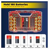 APPEARS NEW - Ontel Battery Daddy Storage & Organizer Case with Tester, Stores & Protects Up to 180 Batteries, Double-Sided, Durable Design with Clear Locking Lid, Secure Latches & Portable Carrying H