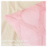 APPEARS NEW - decorUhome Throw Pillow Covers 18x18 Inch Set of 2, Soft Plush Faux Fur Wool Light Pink Couch Pillow Covers, Decorative Neutral Pillow Cases for Bed Sofa Living Room Home Decor (Set of 2