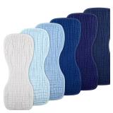 FACTORY SEALED - Frienda 6 Pieces Baby Muslin Burp Cloths Large 9 x 20 Inch 6 Layer Burp Cloth Multi Colors Muslin Washcloths Diapers Newborn Face Towels for Baby Boy Girl Unisex(Blue Series)