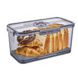 FACTORY SEALED - Hausavant Bread Box for Kitchen Countertop, Airtight Bread Container with Lid, Time Recording Dial, and Draining Board, Bread Storage for Homemade Bread, Toast, Cookies (1 Grey)
