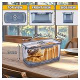 FACTORY SEALED - Hausavant Bread Box for Kitchen Countertop, Airtight Bread Container with Lid, Time Recording Dial, and Draining Board, Bread Storage for Homemade Bread, Toast, Cookies (1 Grey)