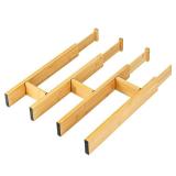 FACTORY SEALED - NEW EcoFives Adjustable Bamboo Drawer Dividers with Inserts, Expandable Spring-Loaded Drawer Organizer for Kitchen, Clothes, Tools, Silverware, Bamboo Organizer Separators - 4 Large P