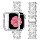 FACTORY SEALED - SUPOIX Compatible with Apple Watch Band 38mm + Case, Women Jewelry Bling Diamond Metal Bands & 2 Pack Protective Cover Cases for iWatch Series 3/2/1(Silver/38mm) (Band ONLY)