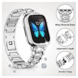 FACTORY SEALED - SUPOIX Compatible with Apple Watch Band 38mm + Case, Women Jewelry Bling Diamond Metal Bands & 2 Pack Protective Cover Cases for iWatch Series 3/2/1(Silver/38mm) (Band ONLY)