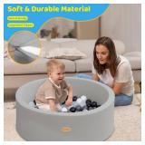 HARBOLLE Baby Ball Pit 35.4 Soft Round Memory Foam Ball Pits NOT Included Balls Indoor Outdoor Playpen for Babies Toddlers Kids Great Gift for Girls Boys, Gray.  NEEDS TO BE WASHED. - Retail: $40