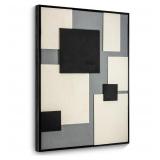 BASNLIFE Black and White Abstract Textured Wall Art, 3D Textured Sandstone Painting Wall Decor(36 L x 24" W)