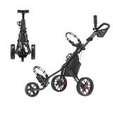 CaddyTek CaddyLite 11.5 V3 Golf Push Cart - Lightweight Aluminum 3-Wheel Foldable Golf Bag Cart with Quad-Fold Frame, EVA Wheels, Adjustable Handle, Foot Brake, Mesh Net, Umbrella & Drink Holder - Ret