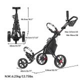 CaddyTek CaddyLite 11.5 V3 Golf Push Cart - Lightweight Aluminum 3-Wheel Foldable Golf Bag Cart with Quad-Fold Frame, EVA Wheels, Adjustable Handle, Foot Brake, Mesh Net, Umbrella & Drink Holder - Ret