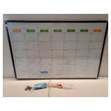Dry Erase Calendar Whiteboard for Wall, 36 x 24" Double-Sided Magnetic Monthly Whiteboard Calendar Dry Erase, Wall Hanging Aluminum Frame with Tray for Home, School, Office - Retail: $53