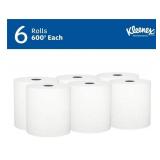 Kleenex Professional Universal Hard Roll Paper Towels, Bulk (50606), Premium Absorbency Pockets, White (6 Rolls at 600