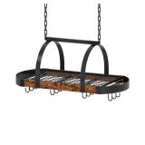 CHOEZON Hanging Pot Rack, Pot Hanger for Kitchen, Ceiling Mounted Pot Holder, Cookware Organizer with 12 S-Shaped Hooks, for Pot, Pan Storage, Space-Saving, Rustic Brown and Black TPR08BFC1 - Retail: 