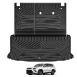 3W Cargo Liner Fit 2024 2025 2026 Toyota Grand Highlander (Include Hybrid) (Only for 7 Seat), Trunk Mat and Seat Back Covers TPE All Weather, Black - Retail: $100