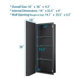 IDYLLOR Black Bathroom Medicine Cabinet with Beveled Edge Mirrored Door 16 x 36 inch, Recessed or Surface Mount, with Adjustable Glass Shelves - Retail: $139