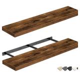 QEEIG Floating Shelves for Wall 31.5 Long - Wall Mounted Shelf Bathroom Kitchen Living Room Bedroom Farmhouse Home Decor Display Bookshelf Large 31.5 x 9.3 inch Set of 2, Rustic Brown (008-80BN) - Ret