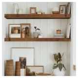 QEEIG Floating Shelves for Wall 31.5 Long - Wall Mounted Shelf Bathroom Kitchen Living Room Bedroom Farmhouse Home Decor Display Bookshelf Large 31.5 x 9.3 inch Set of 2, Rustic Brown (008-80BN) - Ret