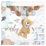 Bear Baby Shower Backdrop 7Wx5H Feet Boys We Can Bearly Wait to Meet You Cute Cartoon Lovely Balloons Polyester Fabric Kids Girls Photography Backgrounds Photo Shoot Decor Props Decoration