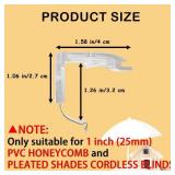 4 PCS Mounting Bracket with Metal Clip, Hidden Mounting Bracket Clips for 1" (25mm) Pleated Shades Cordless Blinds Headrail &Cordless Honeycomb"