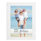 5x7 White Picture Frame - Sturdy Wood Composite Photo Frame - Sleek Design, Table Top or Wall Mount - Exclusives Collection