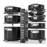 G-TING Pot Rack Organizers, 8 Tiers Pots and Pans Organizer for Kitchen Organization & Storage, Adjustable Pot Lid Holders & Pan Rack, Lid Organizer for Pots and Pans with 3 DIY Methods, TWO DIVIDERS 