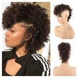 Synthetic Fauxhawk Hair Bun Ponytail with Bangs, 33##