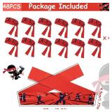 48 Pcs Red Karate Headbands - Party Decorations, Kids & Adult Favors, 2.9 Feet Long