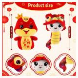 2 Pcs Chinese Snake Plush 2025 Year of The Snake Stuffed Animal Plush Chinese New Year Plush Decoration Mascot Doll Plushies for Spring Festival Bedtime Gift Bed Rest Chair Table Decor(Cute Snake)