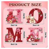 4 Pcs Valentine Wood Home Sign Valentine Wall Decor Valentine Rustic Theme Wall Sign for Home Letters Hanging Wall Decor Art Signs Wooden Wall Art for Living Room Kitchen Bedroom Decor (O has come apa