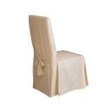 SureFit Home Decor Duck Solid Long Full Length Dining Room Chair One Piece Slipcover, Relaxed Fit, 100% Cotton, Machine Washable, Natural Color