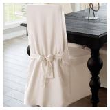 SureFit Home Decor Duck Solid Long Full Length Dining Room Chair One Piece Slipcover, Relaxed Fit, 100% Cotton, Machine Washable, Natural Color
