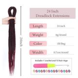 24 Inch Human Hair Dreadlocks Extensions 0.6 cm Width 10 Strands Soft Hippie Straight Double Ended Dreads Handmade Reggae Style Crochet Braiding Hair(24inch,1B/BUG)