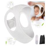 Chin Strap for Cpap Users Anti Snoring Devices - Forzacx Breathable Cpap Chin Strap Snoring Solution, Soft Non-Stick Hair Snore Stopper, Elastic Easy to Wear - White