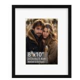 8x10 Picture Frame, Display Pictures 5x7 with Mat or 8x10 Without Mat, Wall Hanging or Tabletop Photo Frame with Shatter Resistant Plexiglass, Black, 1 Pack ( no glass)