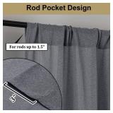 Semi Sheer Dark Grey Curtains 63 Inch Length Set of 2, Airy & Privacy Farmhouse Curtain for Windows, Dining Room Bedroom Curtain Panels (each 40 W x 63 L, 2 Panels Set, Dark Grey)