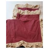 Shabby Chic Decorative Throw Pillow Covers 22x22 Set of 2,Farmhouse Red Linen Pillow Covers with Ruffles, Square Sturdy Throw Pillow Case for Couch Sofa Bed Living Room