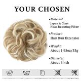 Large Messy Bun Hair Piece Wavy Curly Scrunchies Synthetic Chignon Ponytail Hair Extensions Thick Updo Hairpieces for Women Dirty Blonde