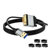 USB to VGA Adapter Cable 4 FT, Unidirectional USB-A 3.0 to VGA Video Cable, Real 1080P@60Hz, for TV, Projector, Monitor, Only Support Windows 11/10/8/8.1/7, Mac OS, Note : Drivers Must be Installed