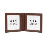 Double 4x4 Square Leather Picture Frame - Cognac