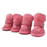 URBEST Dog Shoes with Hook Loop Closure Booties Pet Dog Chihuahua Shoes Boots, 4Pcs (2#, Pink)