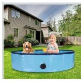 Ringling Dog Pool, Foldable Dog Swimming Pool Collapsible Pet Bathtub for Pets Cats 39"x12"(Blue M)"